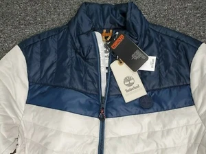 Timberland Thermore EVOdown Men XL off White Navy Light Packable Jacket NWT $178 - Picture 1 of 12