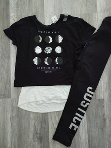 NWT Girls Justice Outfit 2Fer Sequin Top/Glitter Logo Leggings Size 8 (D) - Picture 1 of 2