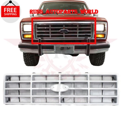 New Front Grille Assembly Silver with Black Insert Fits 1982-1986 FORD F-150 - Image 1 of 4