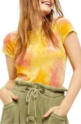 Top Free People Bright Eyes Talla S Manga Corta Terciopelo Sol NUEVO Etiqueta B90 Foto 1 de 4