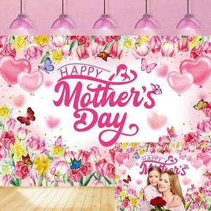 Feliz Día de la Madre Decoraciones Telón de Fondo Floral Amor Corazón Día de la Madre Fotografía... - Imagen 1 de 7