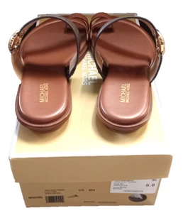 Michael Kors Women's Vera Flat Thong Sandal, Brown, 6 - Picture 1 of 5