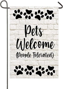 Welcome Garden Flag Dogs Cats Paw Prints Spring Yard Flag Pet Lovers Gift 12×18 - Picture 1 of 9