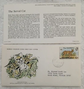 GAMBIA - 1976  - WWF STAMP - THE  SERVAL CAT -  FDC - Picture 1 of 2