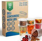 50 Sets [ 25-16oz, 25-32oz] Deli Plastic Food Containers with Airtight Lids