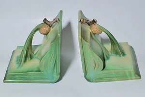 Fermalibri Roseville ceramica pigna verde così com'è - Foto 1 di 8