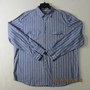 Claiborne Shirt Mens 2XL XXL Blue White Striped Slim Button Up Long Sleeve Men - Picture 1 of 12