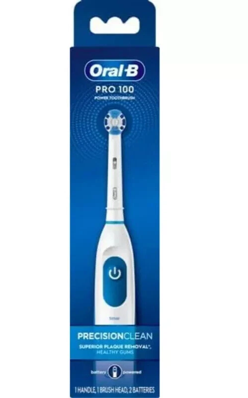 Oral-B Pro 100 точности очистки аккумулятор электрическая зубная щетка, синий и белый - Изображение 1 из 1