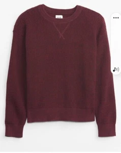 NWT Gap Boy Waffle-Knit Burgundy Pullover Sweater Sizes XS 4-5, S 6-7, M 8 ,L 10 - Picture 1 of 3