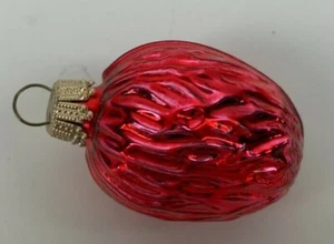 Adorno de árbol de Navidad vintage oro rojo bellota nuez hecho en Alemania 2,5" firmado Ks - Imagen 1 de 4