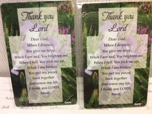 THANK YOU LORD PRAYER CARDS LAMINATED New in plastic bag 3.5 " by 2" LOT 2 - Picture 1 of 2