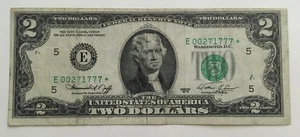 1976 Two dollar bill  Dollar Star Note  triple 777 Fancy number  E 00271777 * - Picture 1 of 2