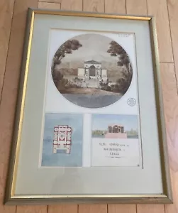 Stampa architettonica francese, Pavillon de Bain, Girard Alphonse, 1826, incorniciata - Foto 1 di 9