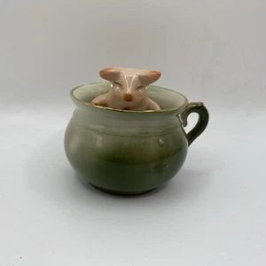 Antique Porcelain Piggy In A Cup - Picture 1 of 10