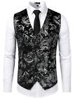Mens Hipster Silver Paisley Single Breasted Suit Dress Vest/Tuxedo Waistcoat ...