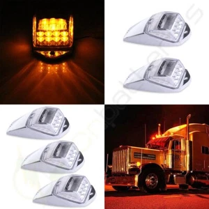 for Peterbilt Kenworth 5x Clear / Amber Cab Marker Top Roof Lights 17LED - Picture 1 of 9