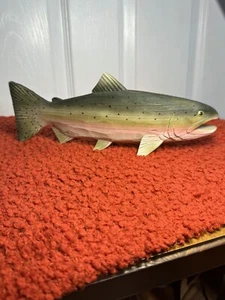 Original RAINBOW TROUT Wood Carving Hand Painted, Hand Carved Hardwood - Picture 1 of 5