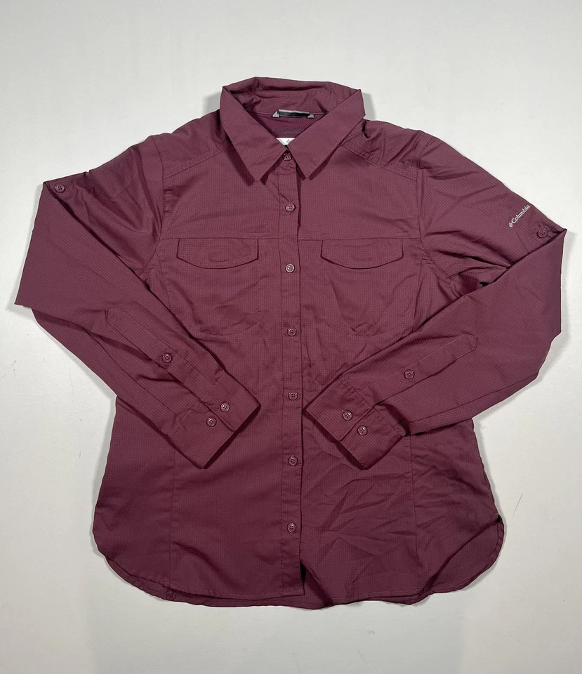 Рубашка женская Columbia средняя бордовая универсальная защита с длинным рукавом для походов - Изображение 1 из 4