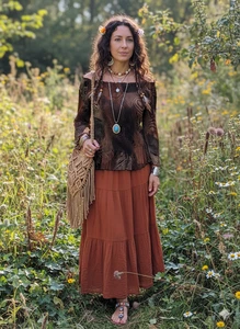 Jaipur Top Womens Size S Boho Festival Crinkle Sheer Artsy Hippie Autumn Fall - Picture 1 of 11