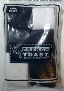 6 PAIRS KIDS FRENCH TOAST SCHOOL UNIFORM NAVY WHITE CREW SOCKS 6-8.5 P8d - Picture 1 of 2