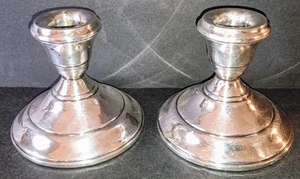Pair of Heirloom Sterling Silver Candle Sticks - 3" - Picture 1 of 8