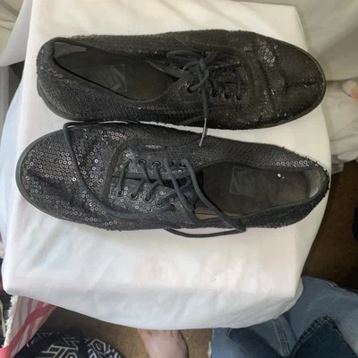 Zapatillas deportivas Vans para mujer talla 9 negras brillantes con lentejuelas Foto 1 de 4