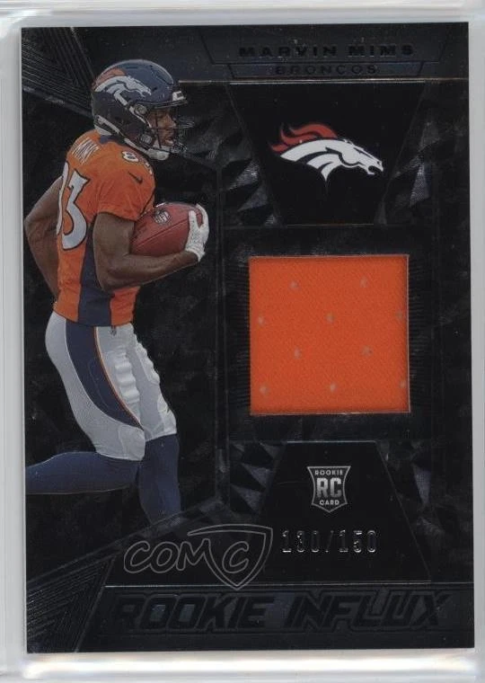 2023 Panini Black Rookie Influx Materials /150 Marvin Mims #RI-18 RC - Image 1 of 2