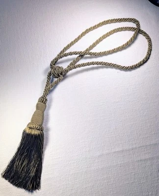 Single Sage Green/ Olive Tie Back  Long Fringe.Drape/ Curtain Accessories — 第 1/2 张图片