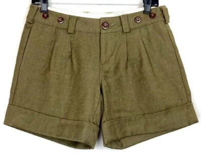 Nuevo con etiquetas Nuevo Anthropologie G1 Basic Goods Lana Plisado Probado en Campo Pantalones Cortos Militares-2 Foto 1 de 4