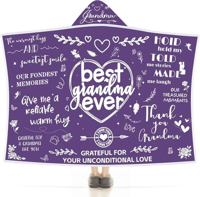 EUHAMS Gifts for Grandma Christmas – Soft Fleece Wearable Blanket 47"x72"-Thanksgivin