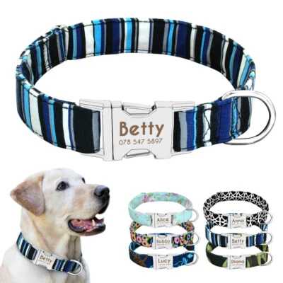 Personalized Dog Collars for Pets Custom Metal Buckle ID Tag Name Collar Engrave - Image 1 of 4