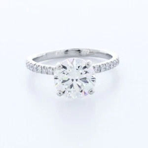 3.0CT NATURAL DIAMOND D/VS2 ROUND CUT 14K WHITE GOLD 4-PRONG CLASSIC ACCENT RING - Picture 1 of 7