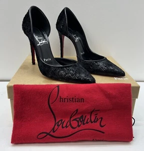 Christian Louboutin Iriza 100 Black Velvet Papillon D'Orsay Heel Pump Size 6 - Picture 1 of 24