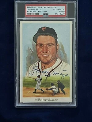Johnny Mize Autographed Perez-Steele 1989 Postcard New York Giants PSA/DNA Cert - Image 1 of 3