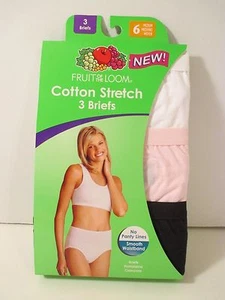 Neu in Verpackung Fruit of the Loom Größe 6 M weiß pink schwarz Slip Unterwäsche Höschen ~ 3 Paar - Bild 1 von 11