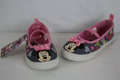 NUEVO Zapatillas Tenis Niñas Pequeñas Talla 10 Gris Minnie Mouse Mary Jane Foto 1 de 4