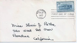 US Scott #1006, First Day Cover 2/28/52 Baltimore Single - Picture 1 of 1