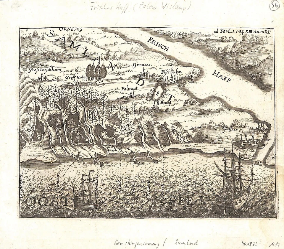 Antique map, POLAND,  (No title) Samlandt / Frisch Haff, c. 1680 - Image 1 of 1