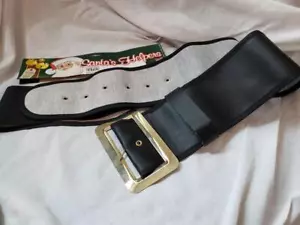 Santa Belt Deluxe Vinilo Vinilo Hebilla Dorada Puntos Ojales Cinturón Lazo Grandes Tamaños - Imagen 1 de 2