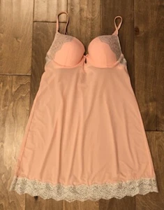 Victoria’s Secret Lingerie Babydoll Dress Nightie Slip Neglige Bra 34B Push Up - Picture 1 of 8