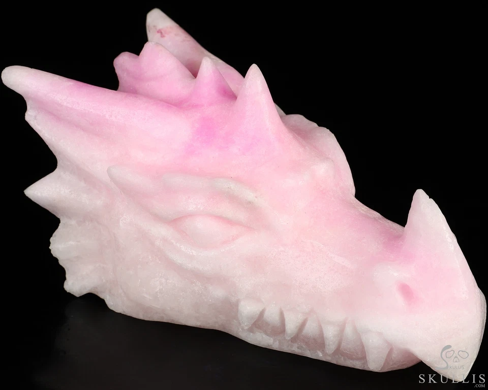 Escultura de calavera cabeza de dragón de cristal tallada a mano aragonita rosa de 5,8", curación Foto 1 de 4