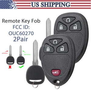 2 For 2007 - 2013 Chevrolet Silverado 1500 2500 3500 Remote Fob + Ignition Key - Picture 1 of 13