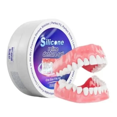 Teeth Comfort Fit Silicone Denture Set for Women Men - image 1 of 4