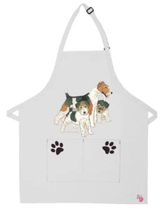 Fox Terrier Wire Dog Apron Two Pocket Bib Apron with Adj Neck - Picture 1 of 1