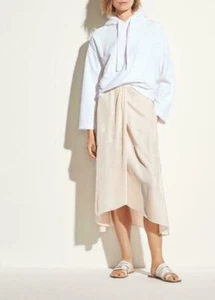 Vince Twist Drape Oat Blush Midi Satin Skirt Size 4 Small New $295 - Picture 1 of 6
