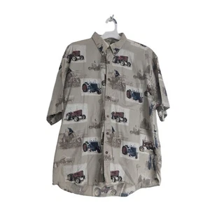 Bit & Bridle Outfitters Men Large Cotton Shirt Short Sleeve Tractor Barn Farmer - Picture 1 of 5