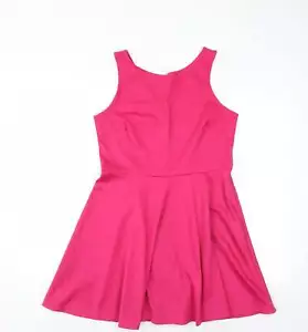 Golddigga Womens Pink Polyester Skater Dress Size L Round Neck - Picture 1 of 12