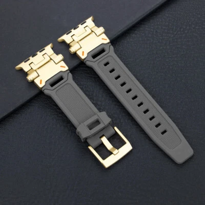 Silicone Strap Metal Connectors Sport Band for Apple Watch Ultra 2 49mm 9 8 SE 7 - Image 1 of 4