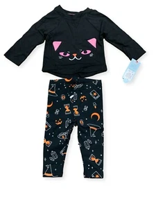 Cat & Jack Baby Girl's 2 pc. Halloween Shirt & Legging Set - Black 12M - Picture 1 of 1