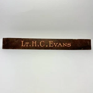 Vintage Militär Leutnant Schreibtisch Holz Namensschild handbemalt Namensschild Briefbeschwerer - Bild 1 von 9